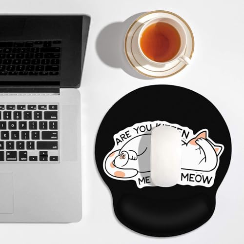 Britimes Ergonomic Mouse Pad with Wrist Support, Cat Cute - color: Black Cute Cat