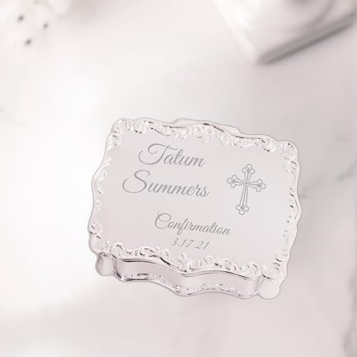 Cherished Moments Personalized Confirmation Rectangle Jewelry Box - color: Silver Confirmation