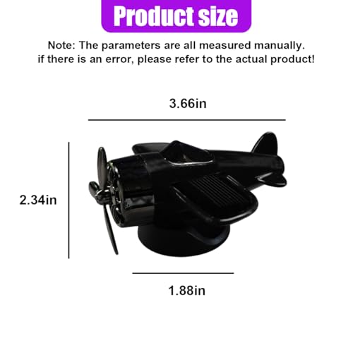 Craedli Solar Powered Rotating Airplane Car Dashboard Ornament, Fun Aircraft Car Center Console Decoration for Adds Driving Fun, Cool Quiet-Rotation Vehicle Interior Accessory for Office Home (Black) - color: Black