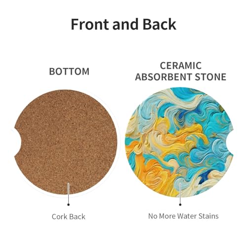 Abstract 2 Pack Car Cup Holder Coasters Ceramic Drink Coasters - color: Gray