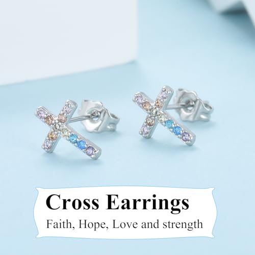 CERSLIMO Cross Earrings for Girls Kids, Christian Confirmation Communion Baptism Catholic Religious Christmas Birthday Inspirational Gifts for Women Teens Teenager Granddaughter Goddaughter - style: Daughter Gifts