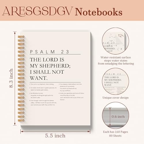 Christian Prayer Journal for Women, Bible Notebooks for Note Taking, Church Notes Journal, Psalm 23 the Lord Is My Shepherd Religious Spiral Notebook 5.5x8.3 Inch - color: PSALM 91 01