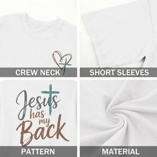 Jesus Oversized Shirts Women Christian Faith Tee Religious Bible Verse Tops - color: White, size: Small