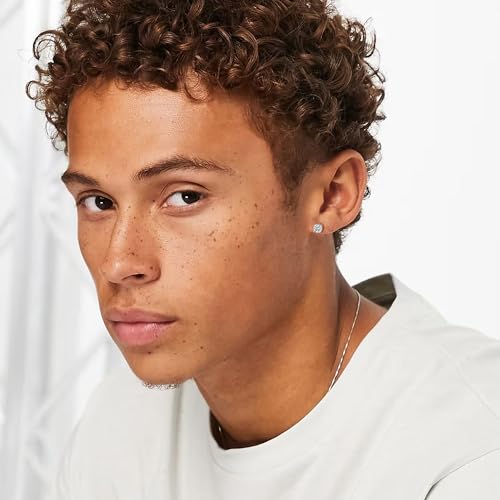 FEYIR 9 Pairs Earrings for Men Stainless Steel Small Hoop Earrings Hypoallergenic CZ Cross Dangle Earrings Cubic Zirconia Stud Earrings Huggie Men's Earrings Set - color: Silver