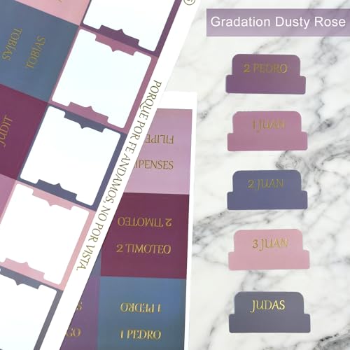 Vorscrin-Laminated Bible Tabs for Women and Men, Gold Foil Lettering Design, Reposition and Large Print Stickers, Bible Study Supplies, 90 Chapters Labels for Easy Navigation(Spanish Dusty Rose) - color: Spanish Dusty Rose