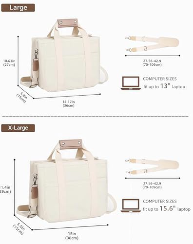 Tote Bags for Women Canvas Purse Crossbody Bags with Pockets Shoulder Handbags Large Bible Messenger Bag With Pockets - color: White, size: Large