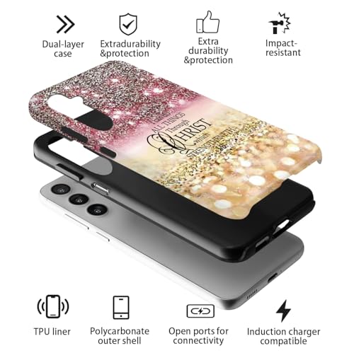 Compatible with Samsung Galaxy A16 5G Case,Case for Samsung Galaxy A16 Double-Layer Full Body Drop Protection,Diamonds Glitter,Bible Verse Philippians 4:13 - color: Diamonds Glitter,Bible Verse 4:13, size: A16