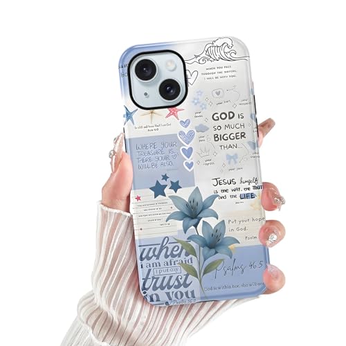 Cute Jesus Flower Phone Case for iPhone 15 6.1'' - color: Lily bible verses collage, size: iPhone 15