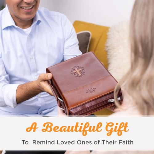 Christian Art Gifts Men's Faux Leather Bible Cover: John 3:16, Cross Design - size: Large