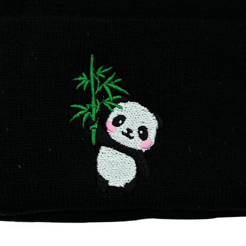 Cat Dad Beanie Hat Winter Cuffed Knit Hat Skull Watch Cap Embroidery Fisherman Beanies for Women Men Unisex - color: Panda