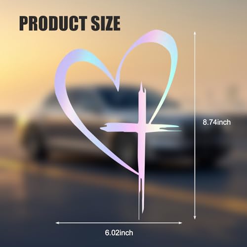 Car Love Cross Decal, 8.7" x 6.0" Clear Line Heart Creative Sticker for Rear Glass Bumper Hood Trunk Door, Waterproof Self-adhesive Film, Universal Exterior Accessory for Car (Multicolored) - color: Multicolored