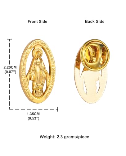 Cottvott Holy Spirit Enamel Dove Lapel Pins/Holy Chalice Pins Catholic Crucifix Jesus Cross Lapel Pins Religious Brooches Women Men Christian Party Favors - color: 5pcs-our lady of grace-gold color