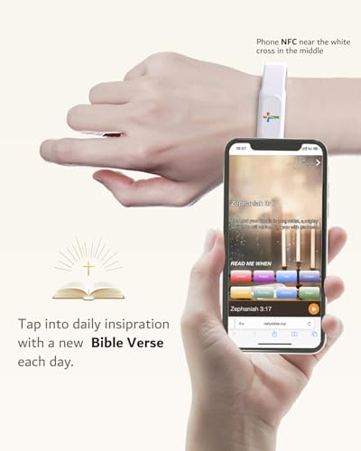 Bible Verse Bracelets – Silicone NFC-Enabled Faith Bracelet for Women & Men, 8 Colors Representing Emotions - color: Pure-White(Trust God)