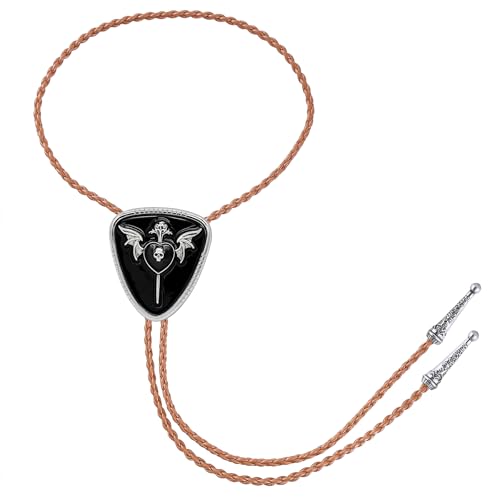 GelConnie Bolo Tie for Women Heart Cowboy Necktie Flower Gothic Mens Bolo Ties Bolero Necklace Red Western Ties for Men - color: Black Skull Bolo Tie