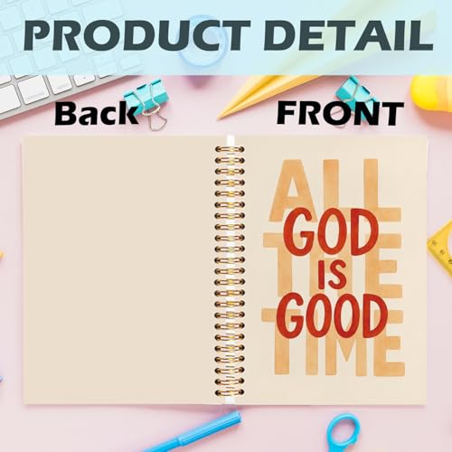 Yhtrg God Is Good Christian Spiral Hardcover Notebook, Cream and Burnt Orange Inspirational Writing Journal, Religious Faith Prayer Notebook for Bible Study Daily Journaling, 5.5x8.3 - color: Cream and Burnt