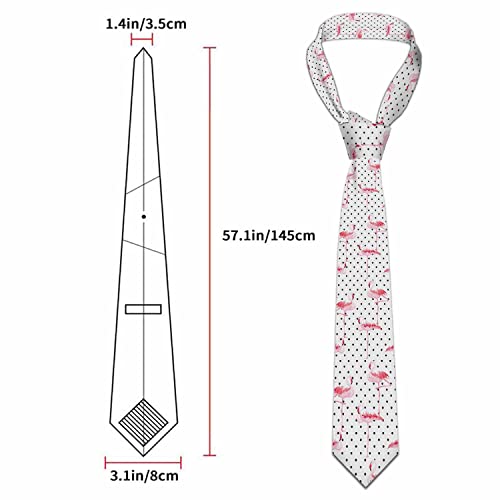 Funny Men's Tie Halloween Men's Neckties for Mens Wedding Party Work Casual Holiday - color: Pink Flamingo 01