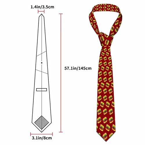 Black Dots Men's Neckties Retro Classic Circle Geometry Men's Tie for Mens Teens Business Work Casual Wedding Party - color: Red Hamburger
