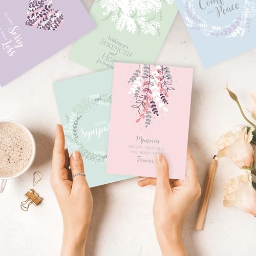 Canopy Street Expressions of Sympathy Assortment Card Pack/Set of 25 Greeting Cards / 5 Sympathy Designs / 5'' x 7'' Note Cards With Blank White Envelopes - color: Expressions