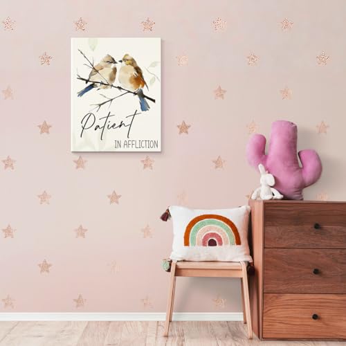 SZERE Inspirational Christian Bird Framed Wall Art Poster, Patient in Affliction Bible Verse Scripture Canvas Prints Artwork Wall Decor for Home Bedroom Living Room Church Office, 11x14 Inch - color: bird bible 2