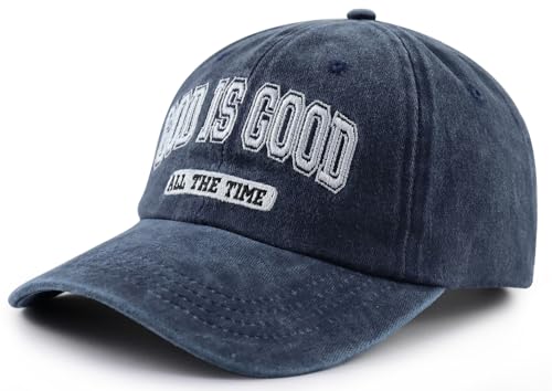 God is Good All The Time Hat for Men Women, Christian Baseball Cap - color: Navy