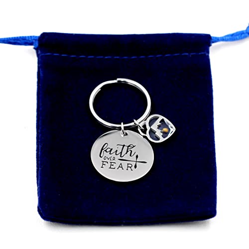 Uloveido Stainless Steel Faith Cross Keychain & Jesus Loves Me Christian Keyring Mustard Seed Charms Religious Jewelry - style: Faith Over Fear-heart Mountain
