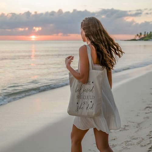 Christian Tote Bag for Women, Church Bible Canvas Bag with Inner Pocket for Churchgoers - color: Brown
