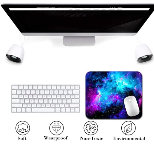 Cosmic Blue and Purple Galaxy Mouse Pad, Universe Space Nebula Desk Mat - color: Cute Colorful Art Rec13