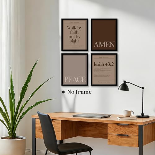 WEFKODO Scripture Christian Bible Verse Wall Art Brown Posters Prints - color: amen