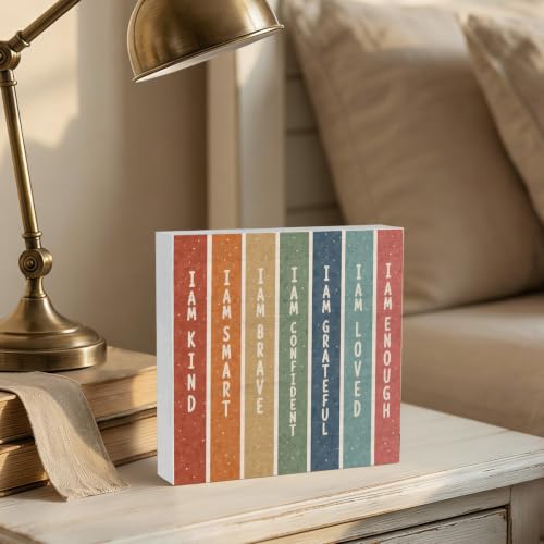 Kids Affirmations Wooden Signs,Positive Homeschool Decor - color: i am