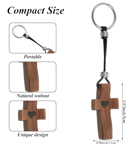 3 Pcs Cross Keychains, Wooden Fidget Cross Keychain for Anxiety Religious