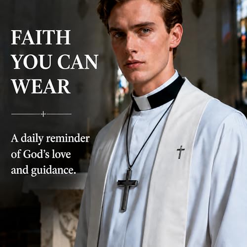 Cross Pin for Women Christian Lapel Brooch Religious Faith Jewelry - color: A4:black