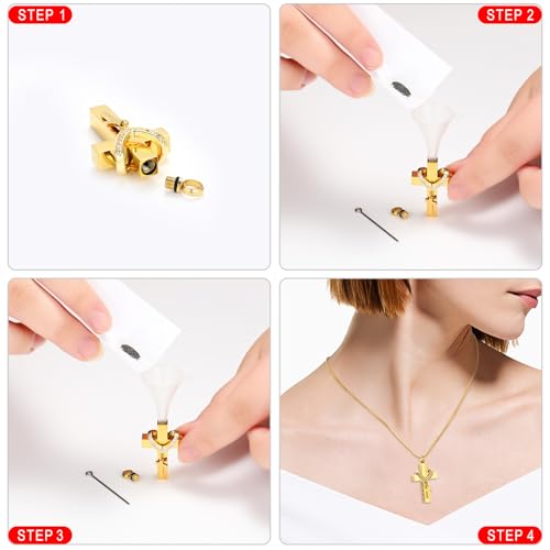 Cremation Jewelry for Ashes Pendant - Cross Urn Necklace with Mini Keepsake Urn Memorial Ash Jewelry - color: With Me Always-Gold