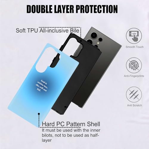 Christian Cross Faith Bible Verses Phone Case for Samsung Galaxy S24 Ultra, Shockproof Soft TPU & Hard PC Hybrid 2-Layer Protective Phone Cover for Women Girls Aura Blue - color: Aura Blue, size: Galaxy S24 Ultra