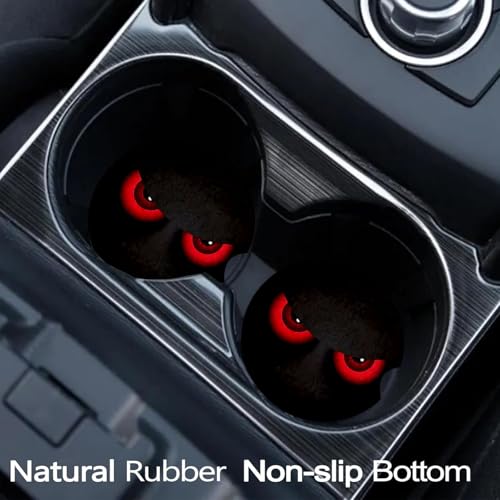 2 Pack Red Eye Car Cup Holder Coasters Universal Neoprene Coasters - color: Angry Eye
