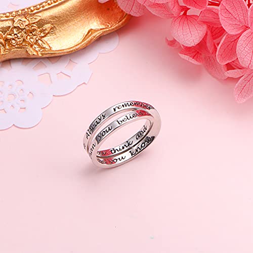 YinShan 925 Sterling Silver Inspirational Ring I am Enough Rings/God Grant Me The Serenity/Always Remember You Are Braver for Women Girls Size 6-9 - style: Always remember you're braver