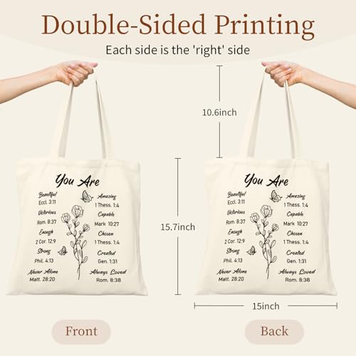 Canvas Tote Bag for Women with Zipper Cute - color: Bible