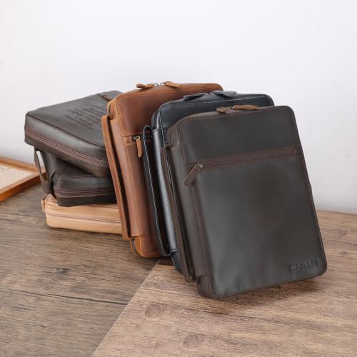 Polare Full Grain Leather Bible Cover Church Bag Bible Protective Book Holder Carrying Case Folder Organizer Portfolio, Dark Brown - style: Dark Brown