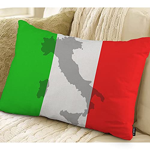 EKOBLA Italian Flag Square Throw Pillow Covers Europe Country Red Green White Territory Travel Home Decorative Cushion Cases for Couch Sofa Bedroom Cotton Linen 12x20 Inches - color: Multi-bs10