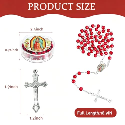 24Pcs Rose Scented Catholic Rosaries Necklaces Rosary Beads Necklace - color: Red
