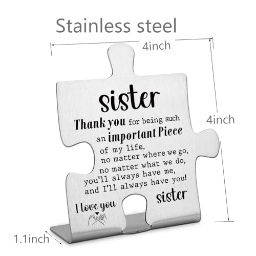 FOKCBOCM Decorative Signage - Stainless Steel Sister Gift, 3.3 x 3.0 inches, Funny Office Desk Decor, Thank You Present for Women Friend - style: Sister
