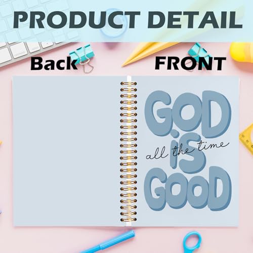 Yhtrg Blue Preppy God Is Good Notebooks, Brown Christian Spiral Notebook Gift for Women, Bible Journaling Notebooks for Office School Supplies, 5.5x8.3 Inch - color: god10