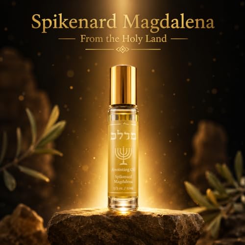 Spikenard Magdalena Anointing Oil Roll On 10ml with Olive Wood Menorah