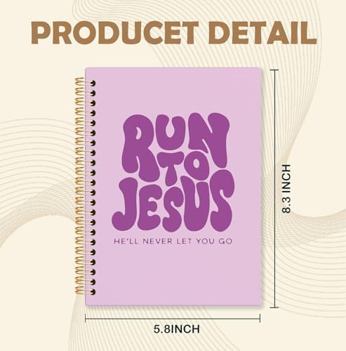 Lake Blue Christian Spiral Notebook, Run to Jesus Bible Verse Journal, Religious Scripture Journals for Writing, Bible Notebooks for Note Taking, Church Notes Journal, 5.5x8.3 Inch - color: God-Lake Blue