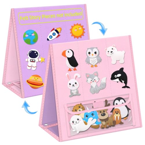 Felt Board for Toddlers, Double-Sided Flannel Board, Reversible Pink/Purple - color: Pink