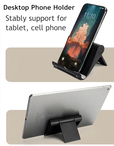 Cell Phone Stand for Desk Foldable Cell Phone Holder Desk Tablet Holder Mobile Phone Dock, Multi-Angle Universal Adjustable Tablet Dock (Black) - color: Black