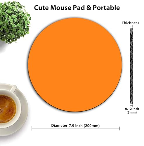 Orange Round Mouse Pad Portable, Circular Blank Desk Mat for Laptop - color: Orange Color