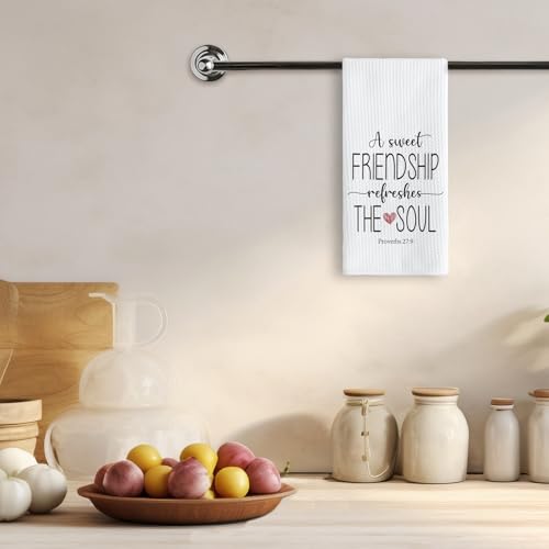 TNUW A Sweet Friendship Refreshes The Soul Kitchen Towels 16X24In, Gift for Friend Woman, Christian Gifts for Women Men, Hand Tea Towels for Kitchen Bathroom Decor - color: Sweet Friendship