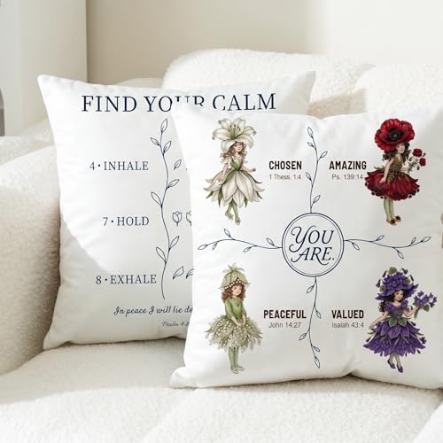 B BBPM Christian Throw Pillow Covers Set of 2, 18x18 Anxiety Relief Items