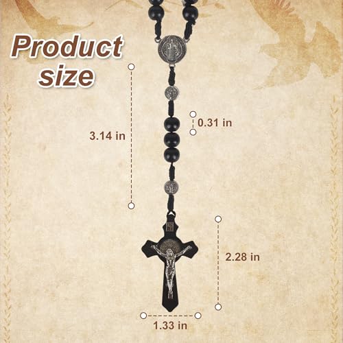 Handmade Wooden Catholic Rosaries, Wood Christian Prayer Beads Rosary, Black Rosary Beads Catholic for Men Women - color: Rosary#3