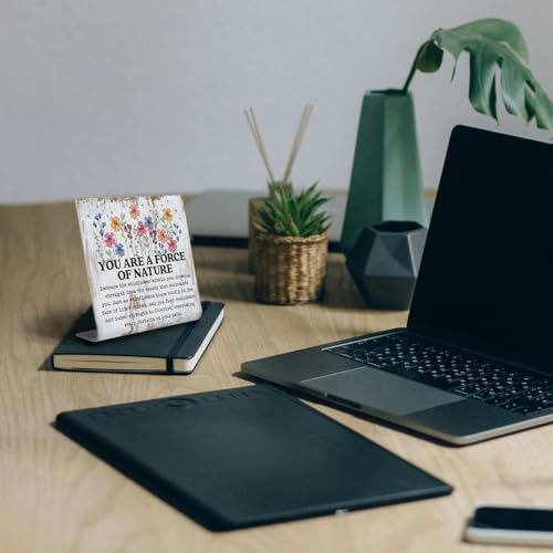 You Are a Force of Nature Desk Sign Wildflower Strength Quote, Rustic Steel Plaque for Women Empowerment, Resilience Healing Gift, Motivational Decor for Office, Therapy or Personal Growth XLK518 - style: Force of Nature